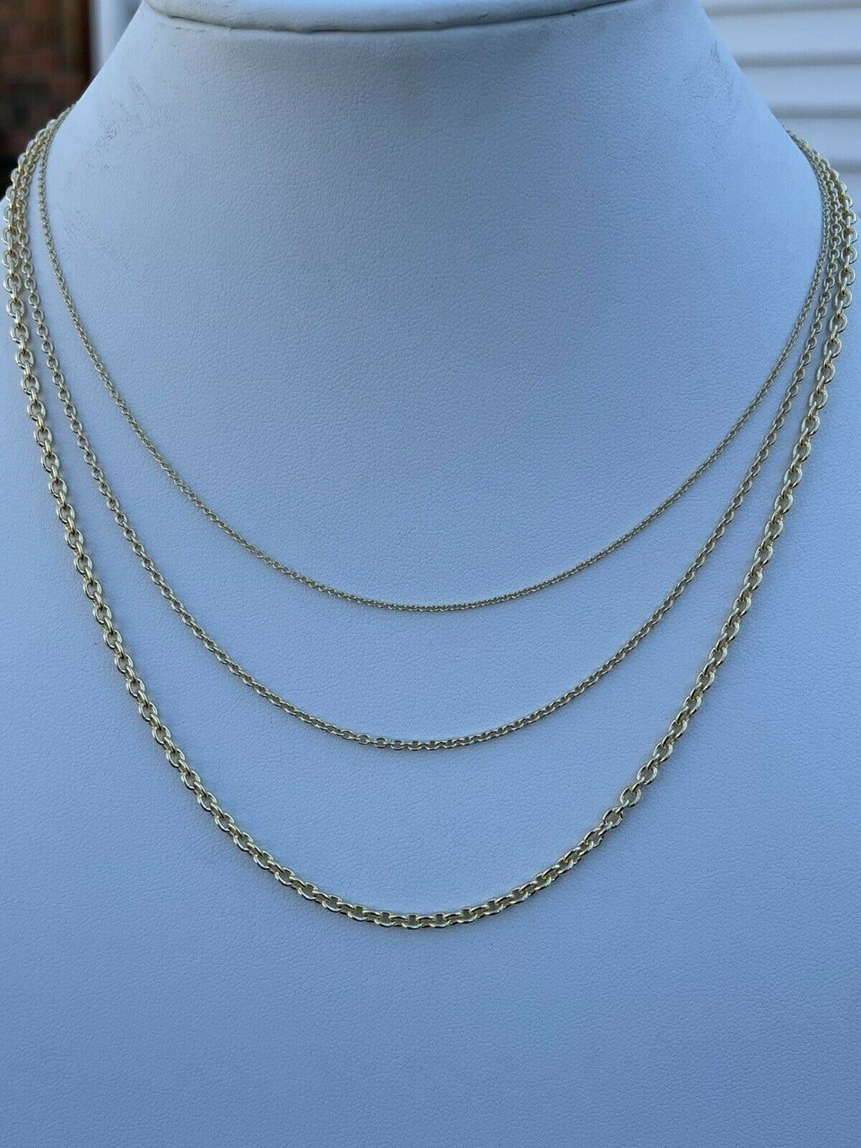 Real Solid 925 Sterling Silver 14k Gold Vermeil Anchor Cable Chain Rolo ...