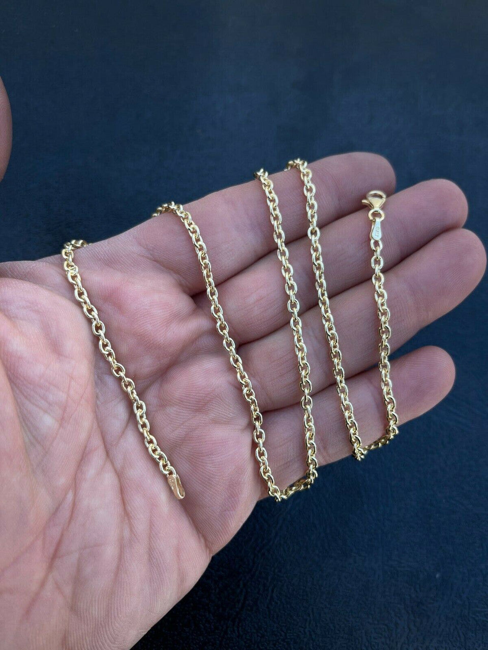 Real Solid 925 Sterling Silver 14k Gold Vermeil Anchor Cable Chain Rolo ...