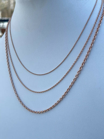 Italiano Silver, Inc Real Solid 925 Sterling Silver 14k Rose Gold Vermeil Anchor Cable Chain Necklace