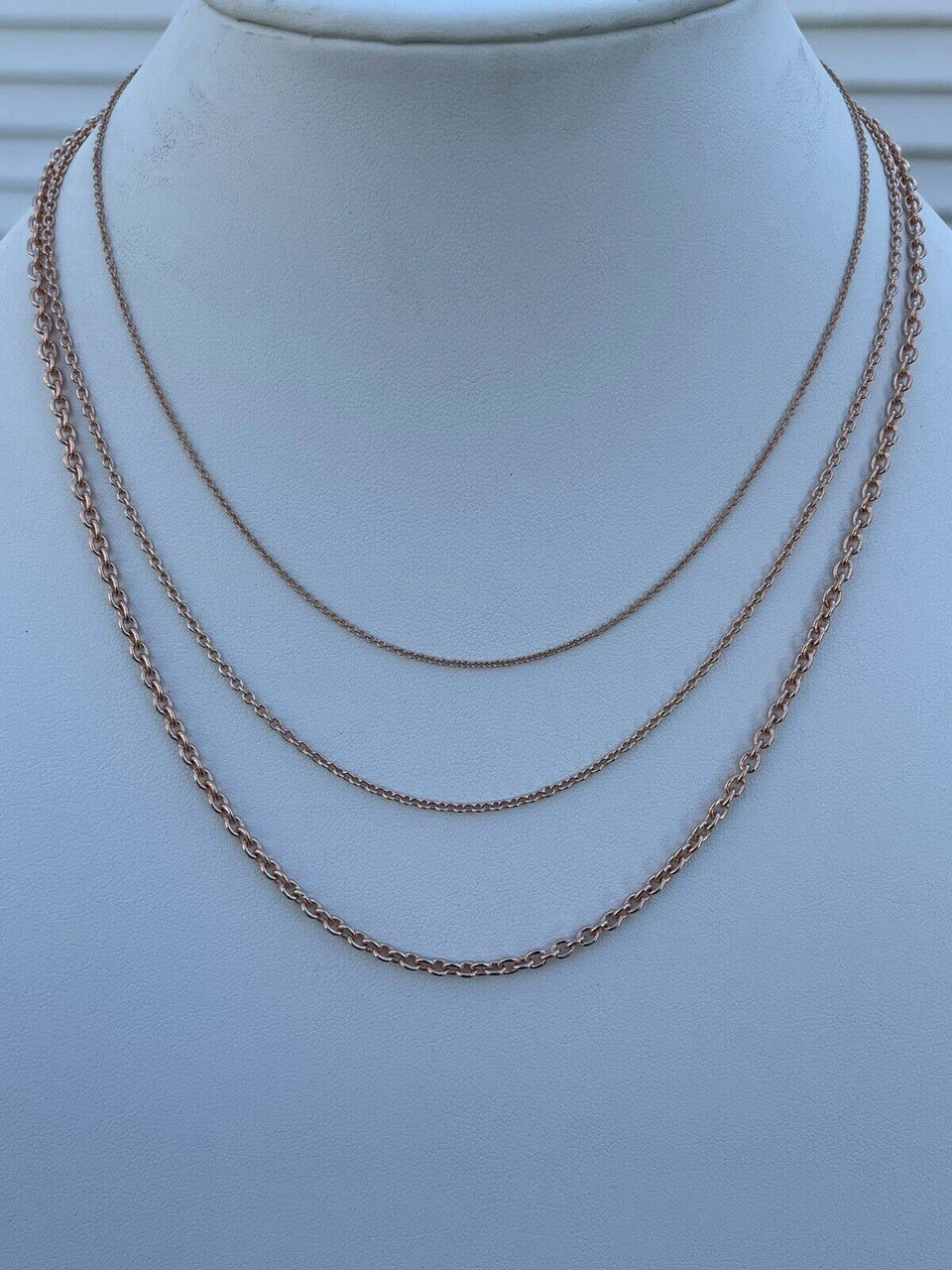 Italiano Silver, Inc Real Solid 925 Sterling Silver 14k Rose Gold Vermeil Anchor Cable Chain Necklace