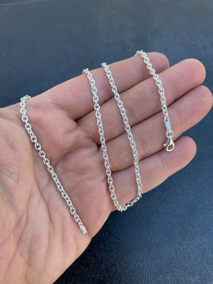 Italiano Silver, Inc Real Solid 925 Sterling Silver Anchor Cable Chain Rolo Necklace 1mm - 3mm ITALY