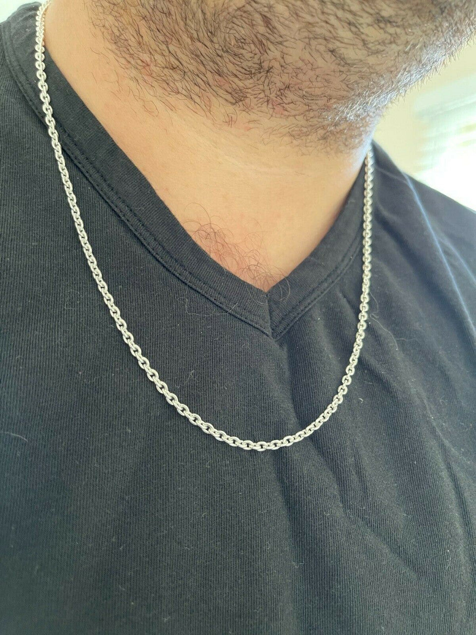 Italiano Silver, Inc Real Solid 925 Sterling Silver Anchor Cable Chain Rolo Necklace 1mm - 3mm ITALY