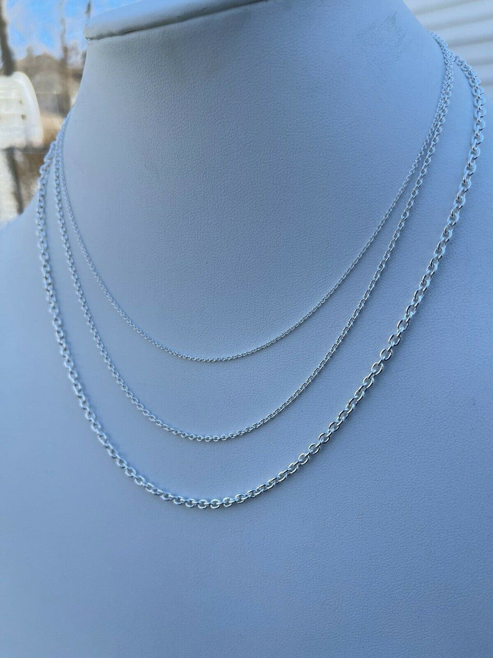 Italiano Silver, Inc Real Solid 925 Sterling Silver Anchor Cable Chain Rolo Necklace 1mm - 3mm ITALY