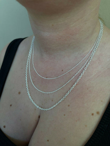 Italiano Silver, Inc Real Solid 925 Sterling Silver Anchor Cable Chain Rolo Necklace 1mm - 3mm ITALY