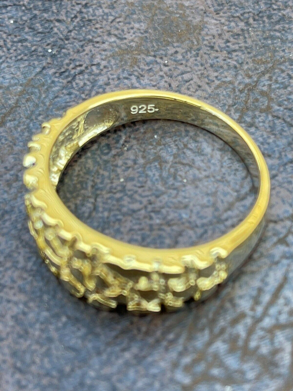 Italiano Silver, Inc REAL Solid 925 Sterling Silver and 14k Gold Nugget Band Plain Pinky Or Ring Finger