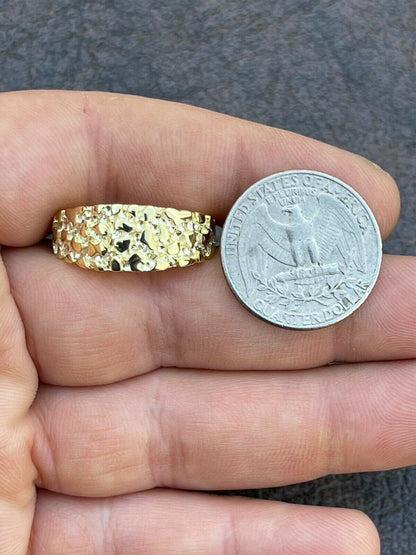 Italiano Silver, Inc REAL Solid 925 Sterling Silver and 14k Gold Nugget Band Plain Pinky Or Ring Finger