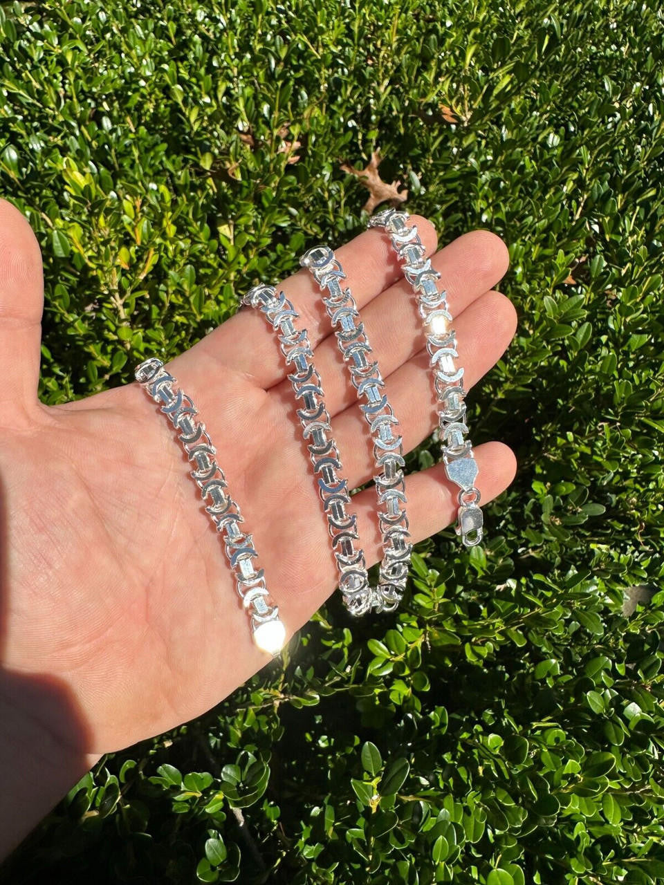 Italiano Silver, Inc. Real Solid 925 Sterling Silver Flat Byzantine Chain Mens Necklace Or Bracelet