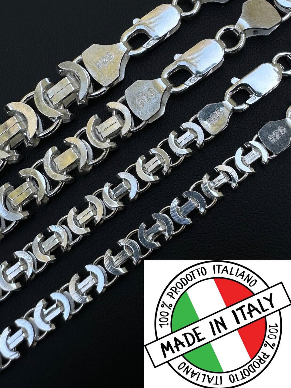 Italiano Silver, Inc. Real Solid 925 Sterling Silver Flat Byzantine Chain Mens Necklace Or Bracelet