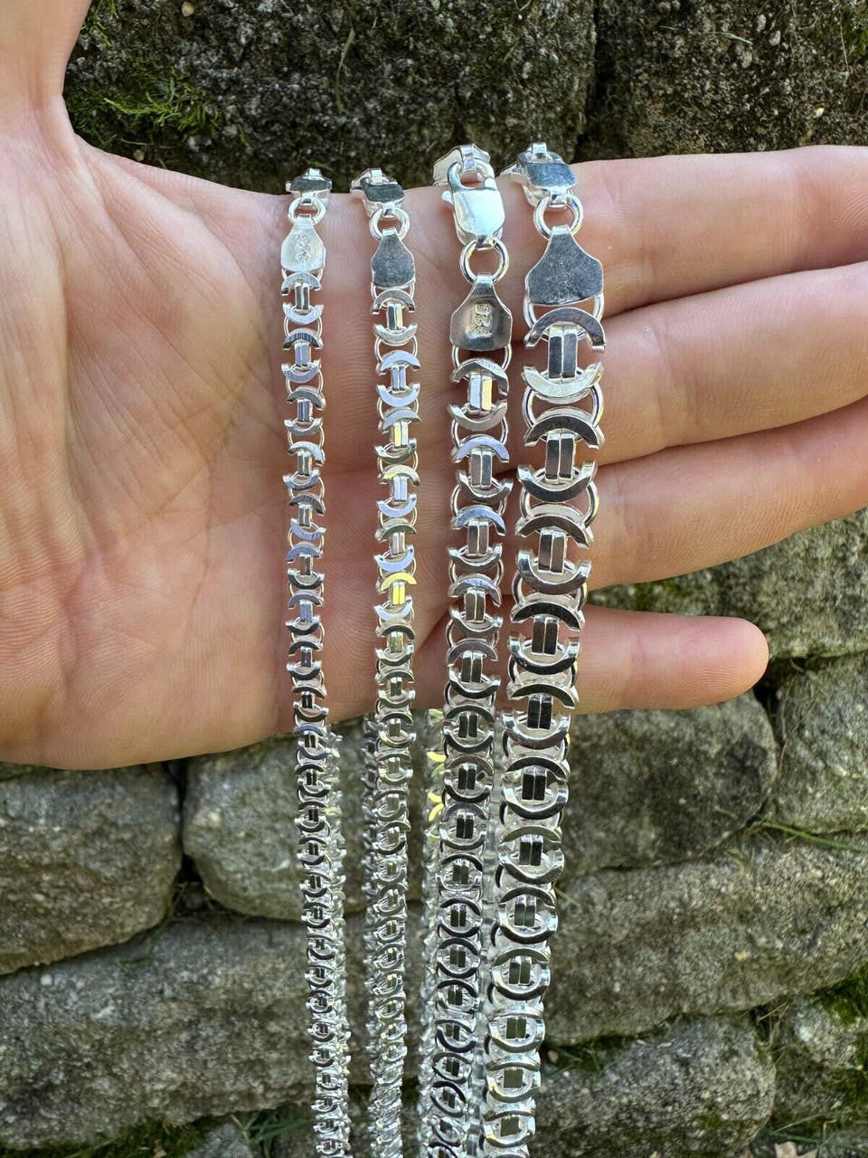 Italiano Silver, Inc. Real Solid 925 Sterling Silver Flat Byzantine Chain Mens Necklace Or Bracelet