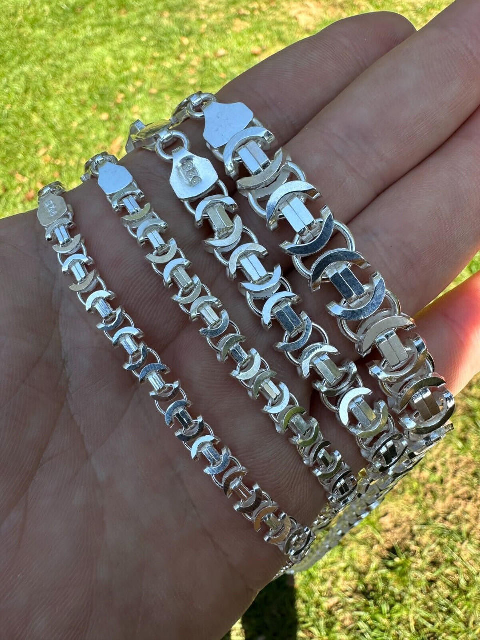 Italiano Silver, Inc. Real Solid 925 Sterling Silver Flat Byzantine Chain Mens Necklace Or Bracelet