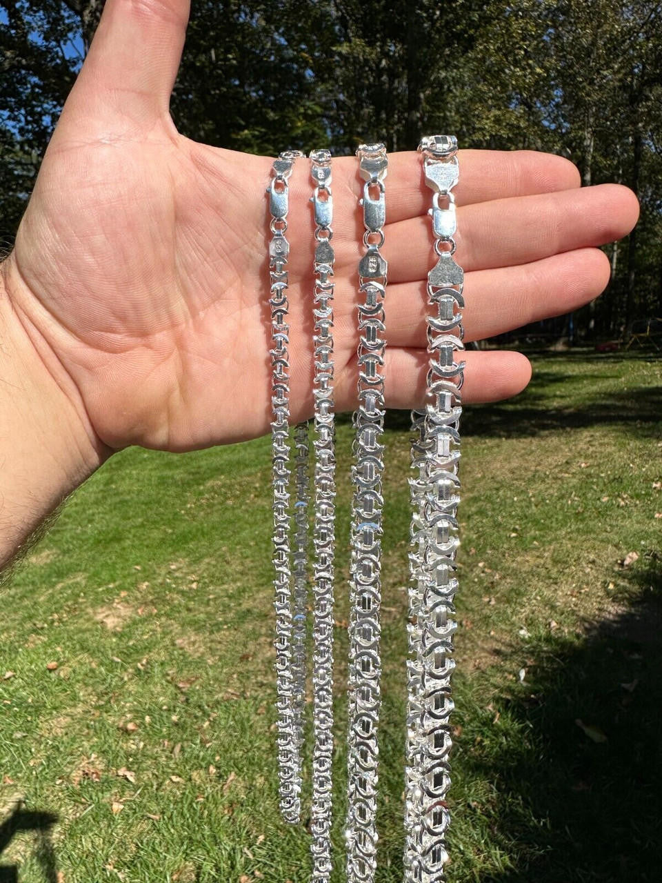 Italiano Silver, Inc. Real Solid 925 Sterling Silver Flat Byzantine Chain Mens Necklace Or Bracelet