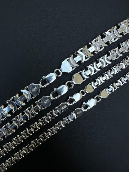 Italiano Silver, Inc. Real Solid 925 Sterling Silver Flat Byzantine Chain Mens Necklace Or Bracelet