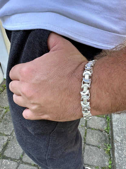 Italiano Silver, Inc. Real Solid 925 Sterling Silver Flat Byzantine Chain Mens Necklace Or Bracelet