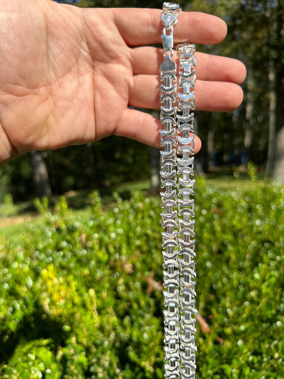 Italiano Silver, Inc. Real Solid 925 Sterling Silver Flat Byzantine Chain Mens Necklace Or Bracelet