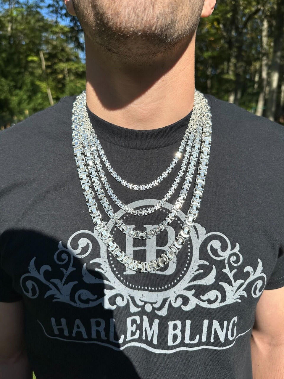 Italiano Silver, Inc. Real Solid 925 Sterling Silver Flat Byzantine Chain Mens Necklace Or Bracelet