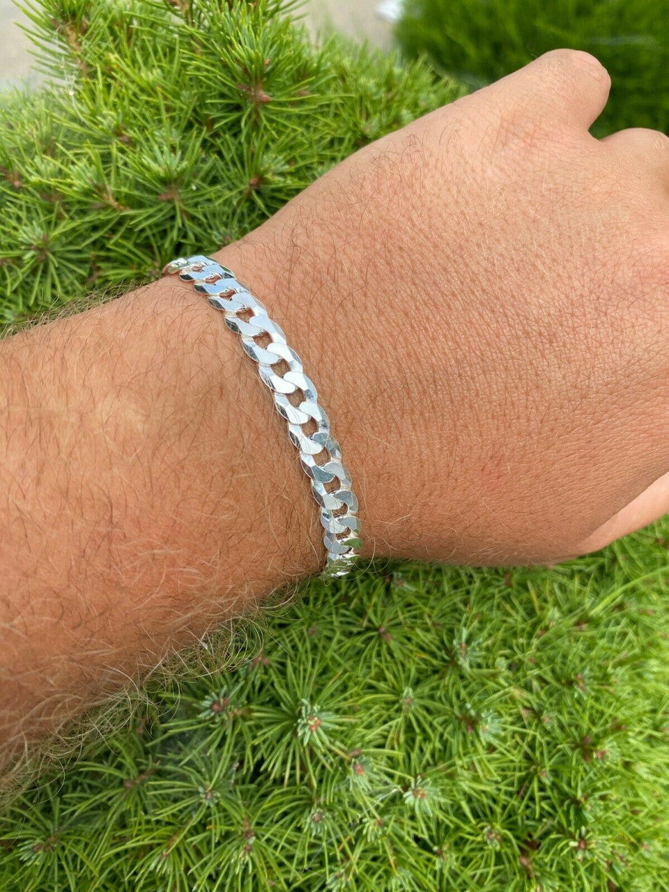 Italiano Silver, Inc Real Solid 925 Sterling Silver Flat Curb Cuban Link Bracelet 3-10mm ITALY MADE