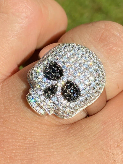 Italiano Silver, Inc Real Solid 925 Sterling Silver Hip Hop Skull Santa Muerte Iced Diamond Ring