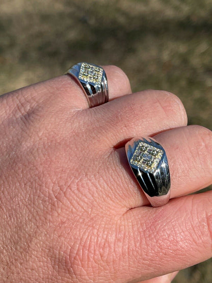 Italiano Silver, Inc Real Solid 925 Sterling Silver Iced CZ Ring Mens Ladies Pinky Band Sizes 6-13