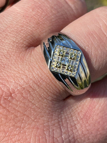 Italiano Silver, Inc Real Solid 925 Sterling Silver Iced CZ Ring Mens Ladies Pinky Band Sizes 6-13