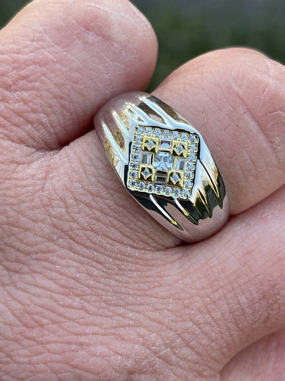 Italiano Silver, Inc Real Solid 925 Sterling Silver Iced CZ Ring Mens Ladies Pinky Band Sizes 6-13