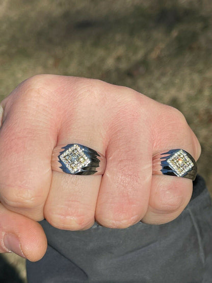 Italiano Silver, Inc Real Solid 925 Sterling Silver Iced CZ Ring Mens Ladies Pinky Band Sizes 6-13