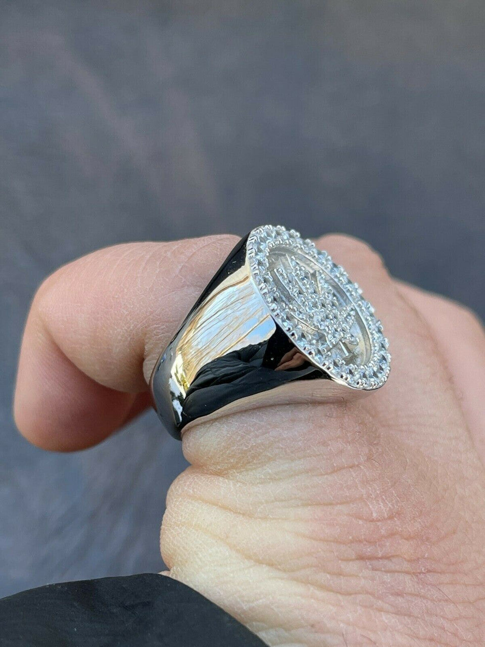 Italiano Silver, Inc Real Solid 925 Sterling Silver Iced Weed Marijuana Leaf Ring Flooded Out Hip Hop