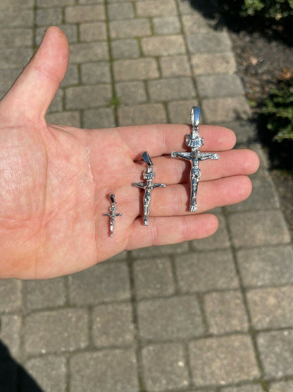 Italiano Silver, Inc Real Solid 925 Sterling Silver Mens Cross Jesus Piece Crucifix Pendant Necklace