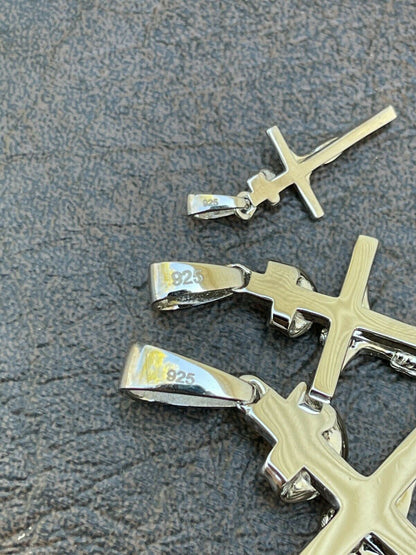 Italiano Silver, Inc Real Solid 925 Sterling Silver Mens Cross Jesus Piece Crucifix Pendant Necklace