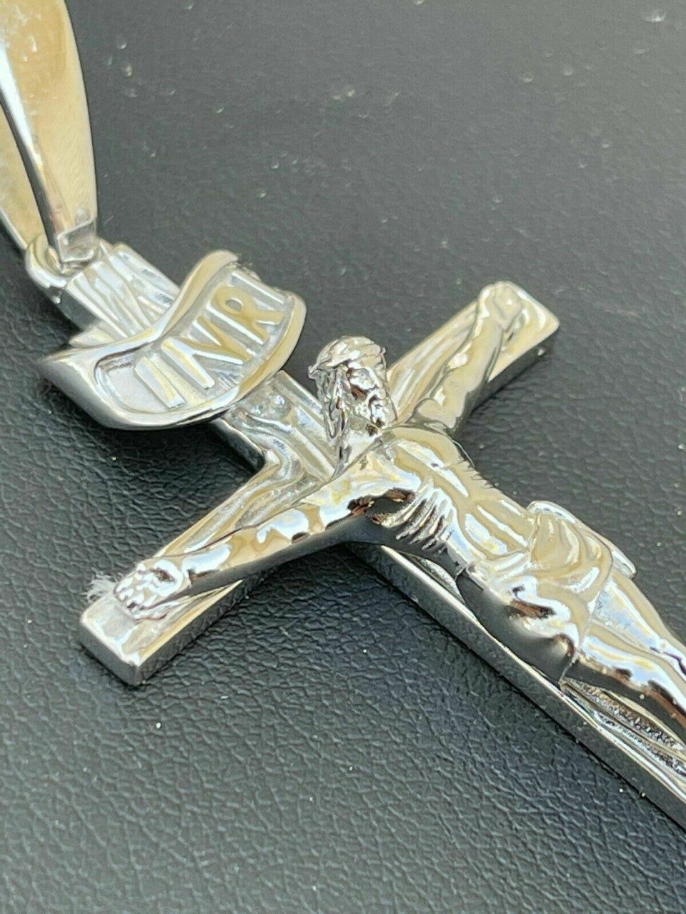 Italiano Silver, Inc Real Solid 925 Sterling Silver Mens Cross Jesus Piece Crucifix Pendant Necklace