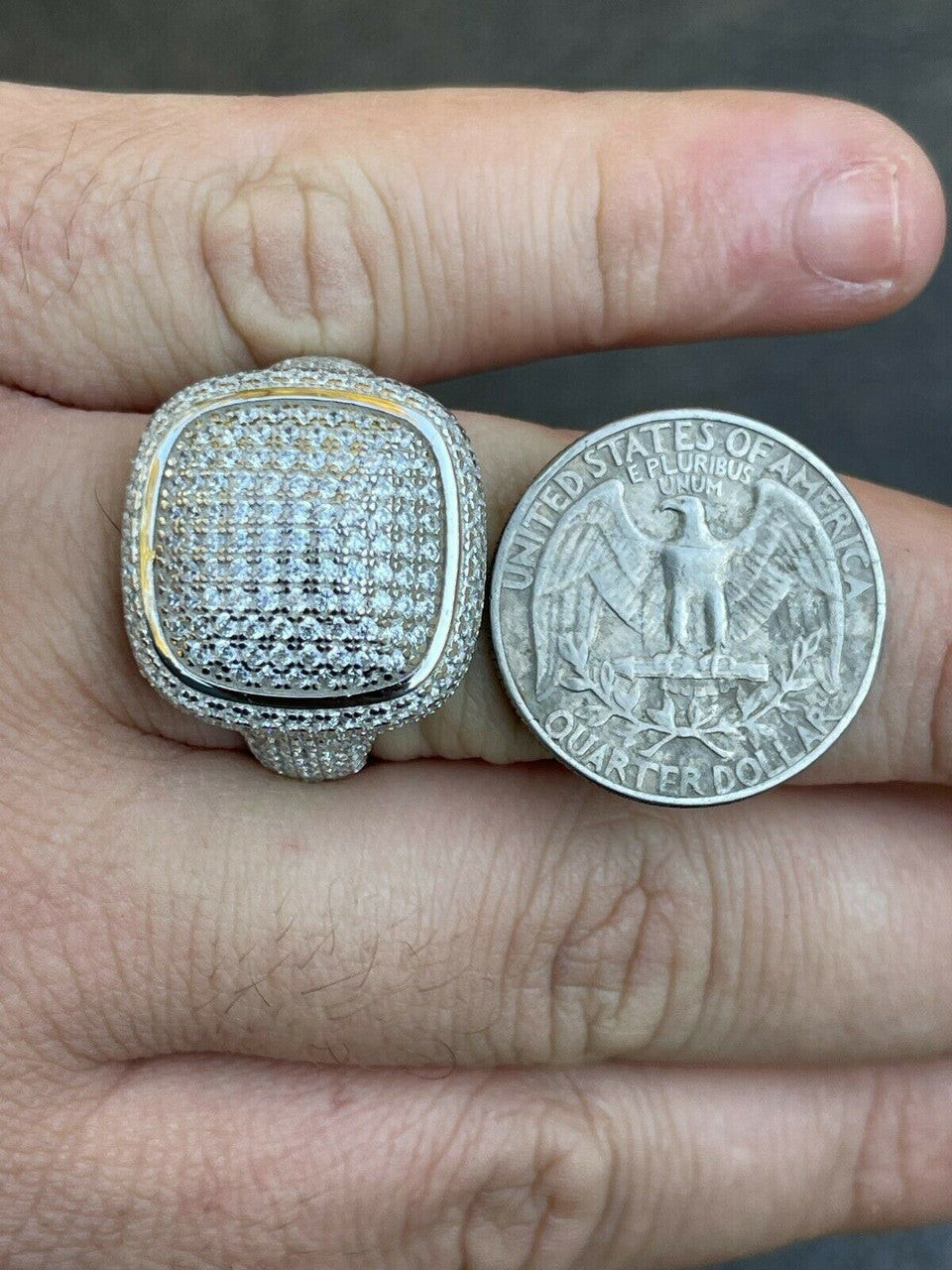 Italiano Silver, Inc Real Solid 925 Sterling Silver Mens Diamond Pinky Ring Hip Hop Iced Jewelry