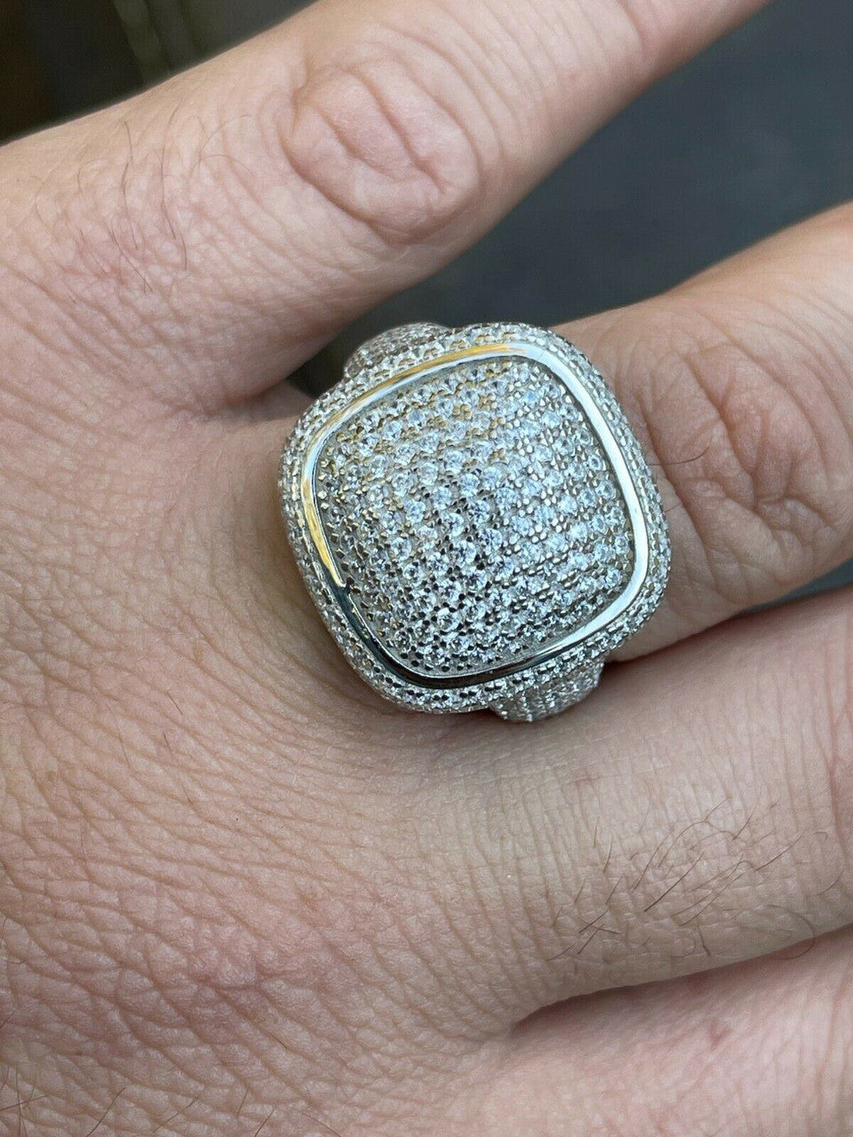 Italiano Silver, Inc Real Solid 925 Sterling Silver Mens Diamond Pinky Ring Hip Hop Iced Jewelry