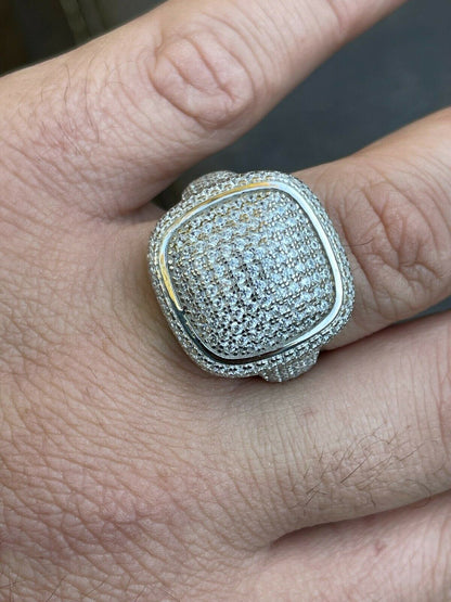 Italiano Silver, Inc Real Solid 925 Sterling Silver Mens Diamond Pinky Ring Hip Hop Iced Jewelry