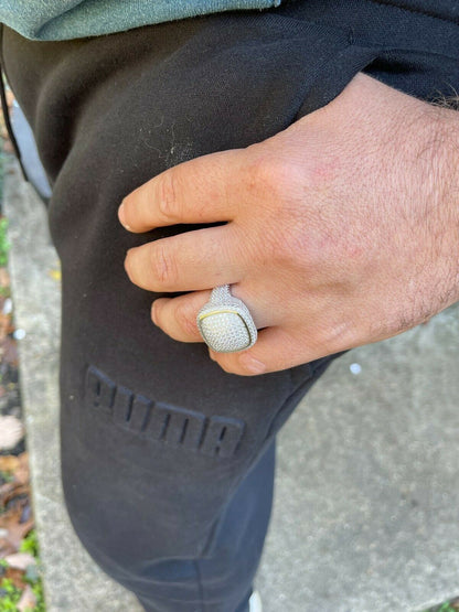 Italiano Silver, Inc Real Solid 925 Sterling Silver Mens Diamond Pinky Ring Hip Hop Iced Jewelry