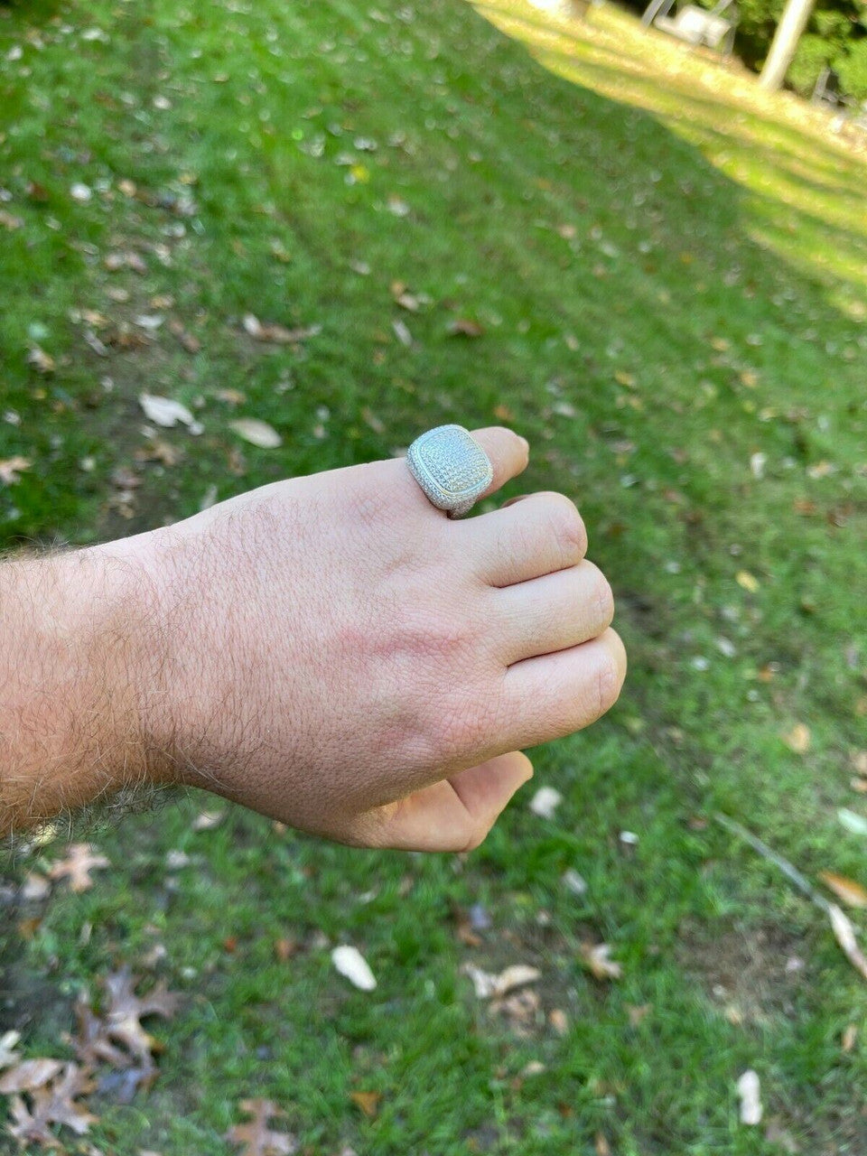 Italiano Silver, Inc Real Solid 925 Sterling Silver Mens Diamond Pinky Ring Hip Hop Iced Jewelry