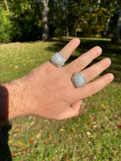 Italiano Silver, Inc Real Solid 925 Sterling Silver Mens Diamond Pinky Ring Hip Hop Iced Jewelry