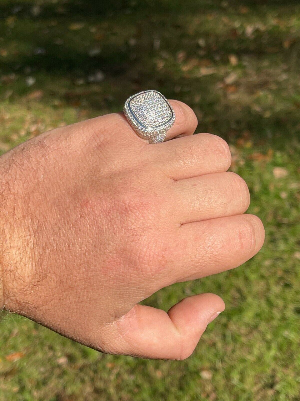 Italiano Silver, Inc Real Solid 925 Sterling Silver Mens Diamond Pinky Ring Hip Hop Iced Jewelry