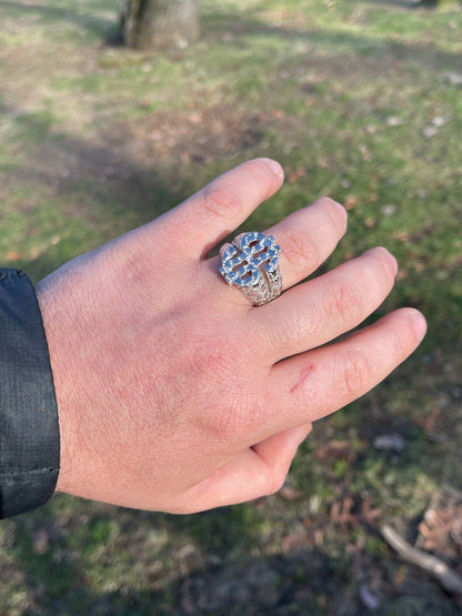 Italiano Silver, Inc Real Solid 925 Sterling Silver Mens Hip Hop Nugget Dollar Sign dollar Pimped Out Ring