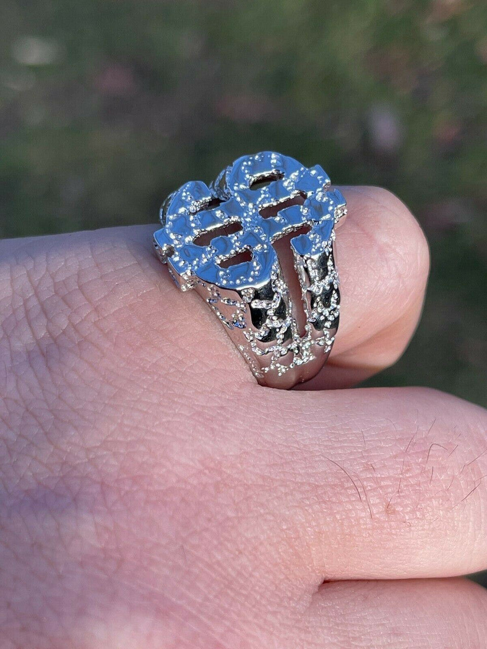 Italiano Silver, Inc Real Solid 925 Sterling Silver Mens Hip Hop Nugget Dollar Sign dollar Pimped Out Ring