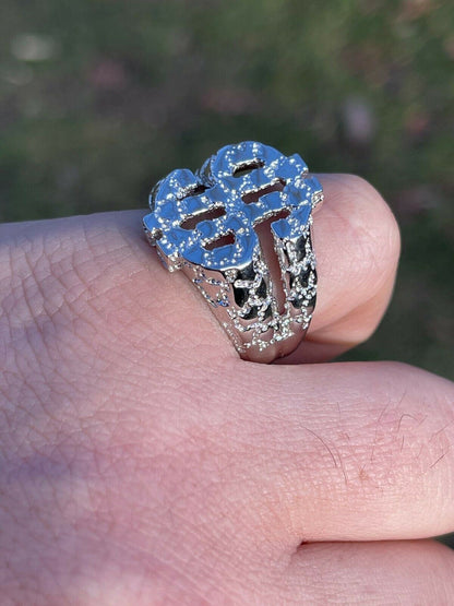 Italiano Silver, Inc Real Solid 925 Sterling Silver Mens Hip Hop Nugget Dollar Sign dollar Pimped Out Ring