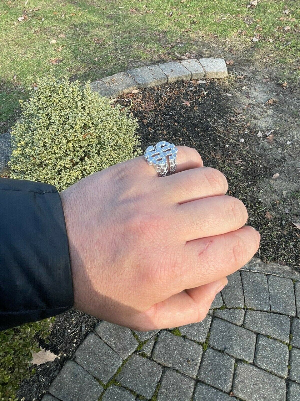 Italiano Silver, Inc Real Solid 925 Sterling Silver Mens Hip Hop Nugget Dollar Sign dollar Pimped Out Ring