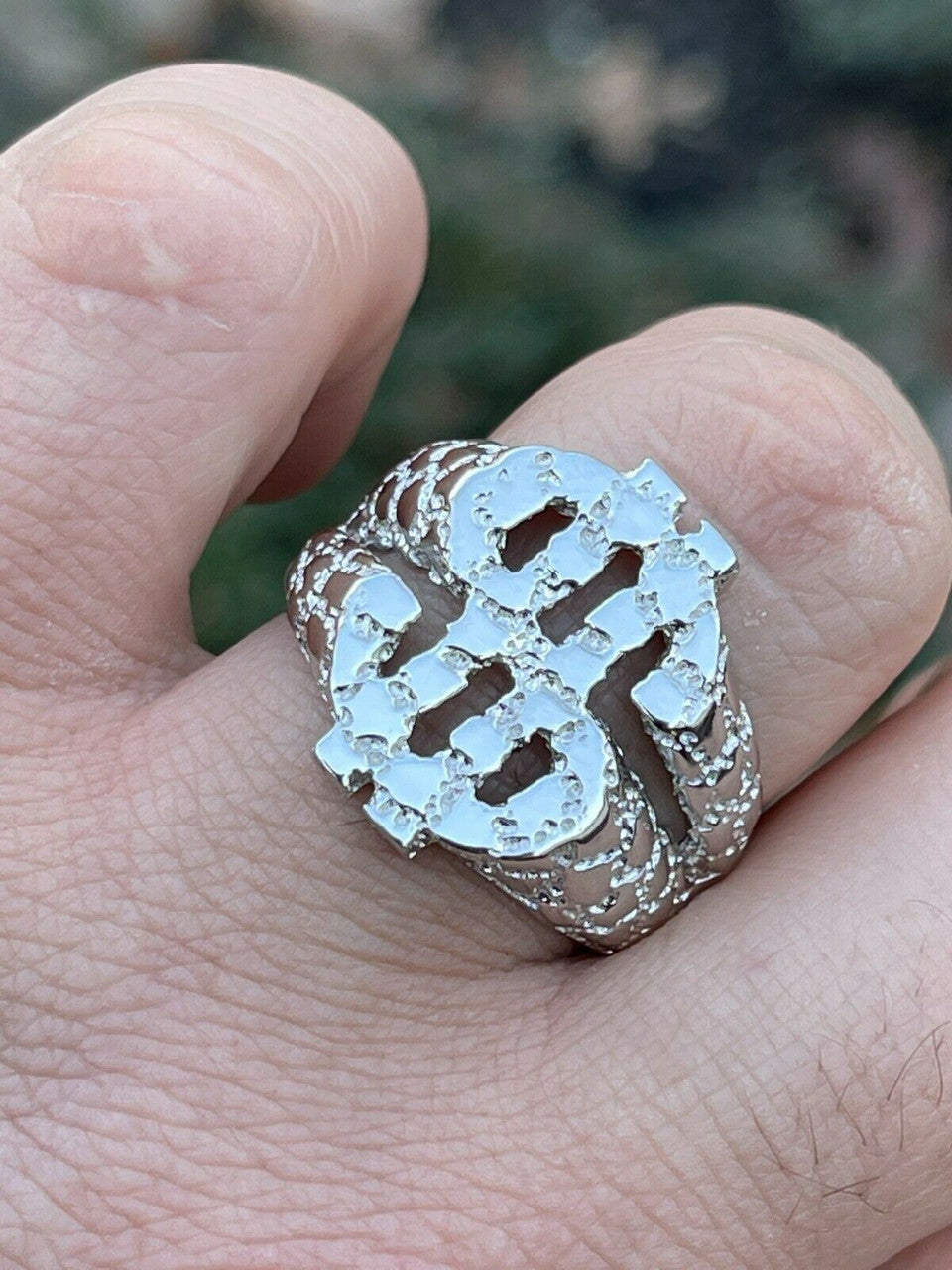 Italiano Silver, Inc Real Solid 925 Sterling Silver Mens Hip Hop Nugget Dollar Sign dollar Pimped Out Ring