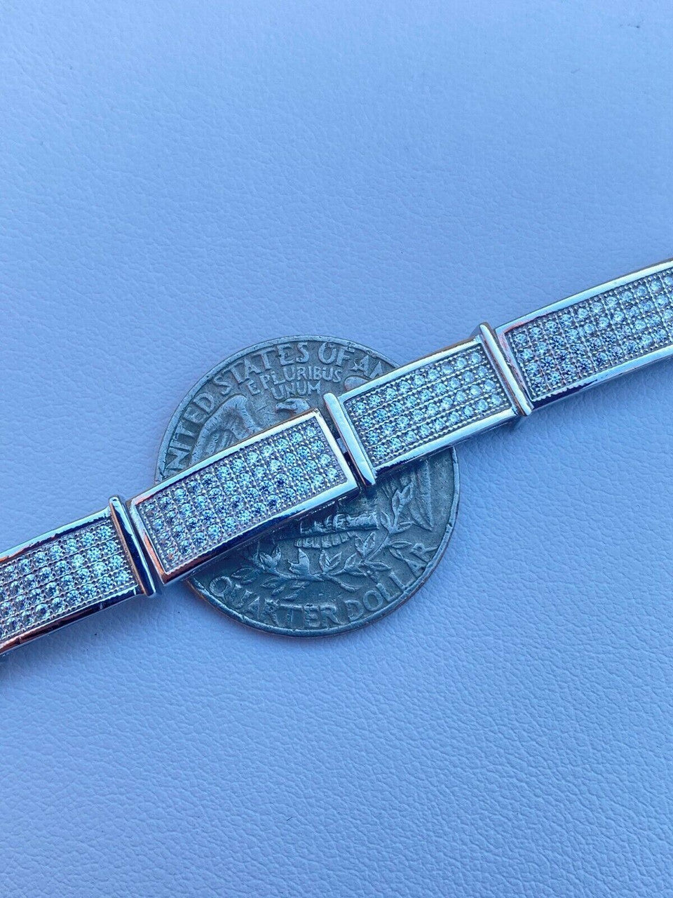 Italiano Silver, Inc Real Solid 925 Sterling Silver Mens Iced Flooded Out Bracelet Diamond Hip Hop