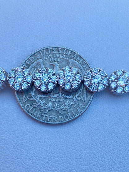 Italiano Silver, Inc Real Solid 925 Sterling Silver Mens Iced Flooded Out Cluster Tennis Bracelet 7mm