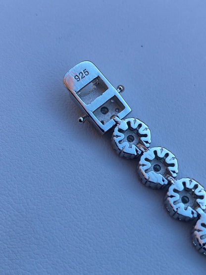 Italiano Silver, Inc Real Solid 925 Sterling Silver Mens Iced Flooded Out Cluster Tennis Bracelet 7mm