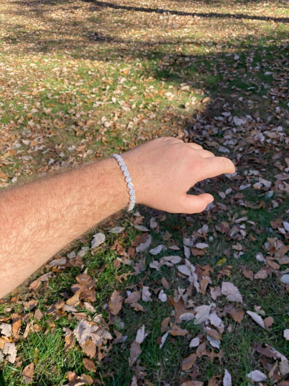 Italiano Silver, Inc Real Solid 925 Sterling Silver Mens Iced Flooded Out Cluster Tennis Bracelet 7mm