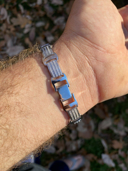 Italiano Silver, Inc Real Solid 925 Sterling Silver Mens Iced Presidential Bracelet Diamond Hip Hop