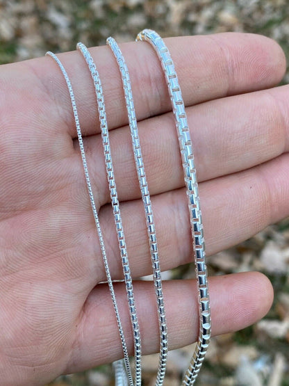 Italiano Silver, Inc Real Solid 925 Sterling Silver Rounded Box Chain 1-3mm Necklace Men Ladies Snake
