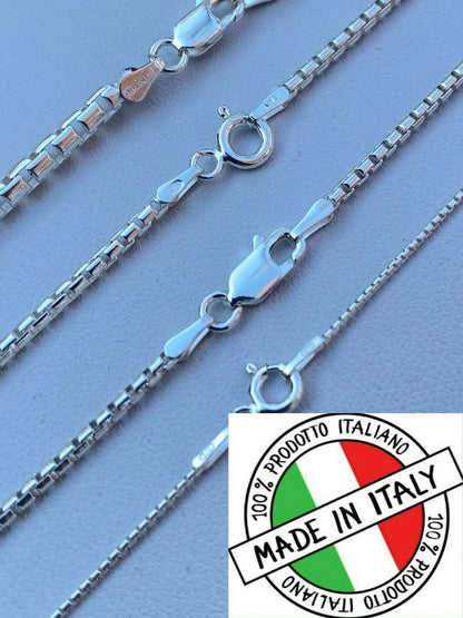 Italiano Silver, Inc Real Solid 925 Sterling Silver Rounded Box Chain 1-3mm Necklace Men Ladies Snake
