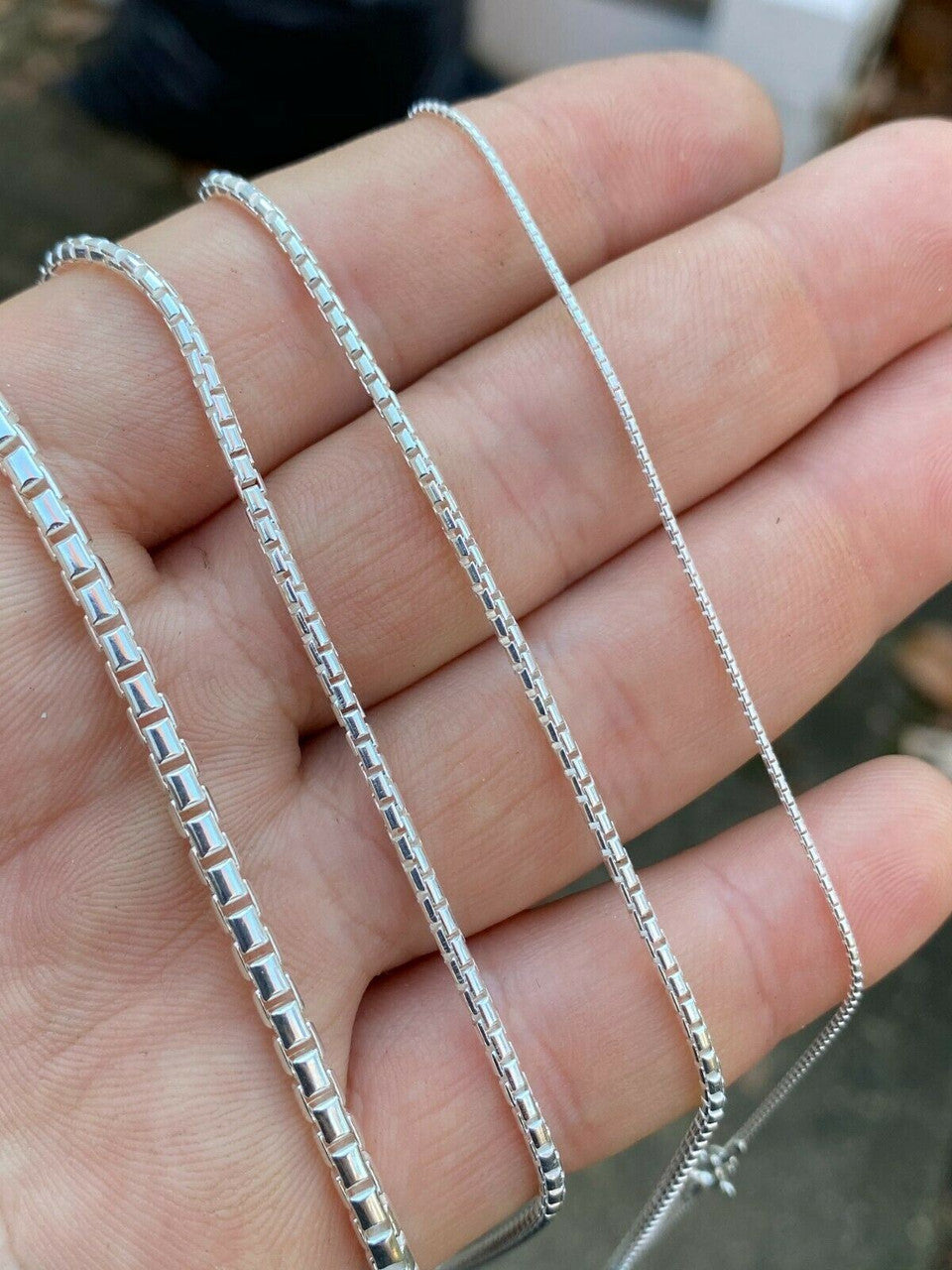 Italiano Silver, Inc Real Solid 925 Sterling Silver Rounded Box Chain 1-3mm Necklace Men Ladies Snake