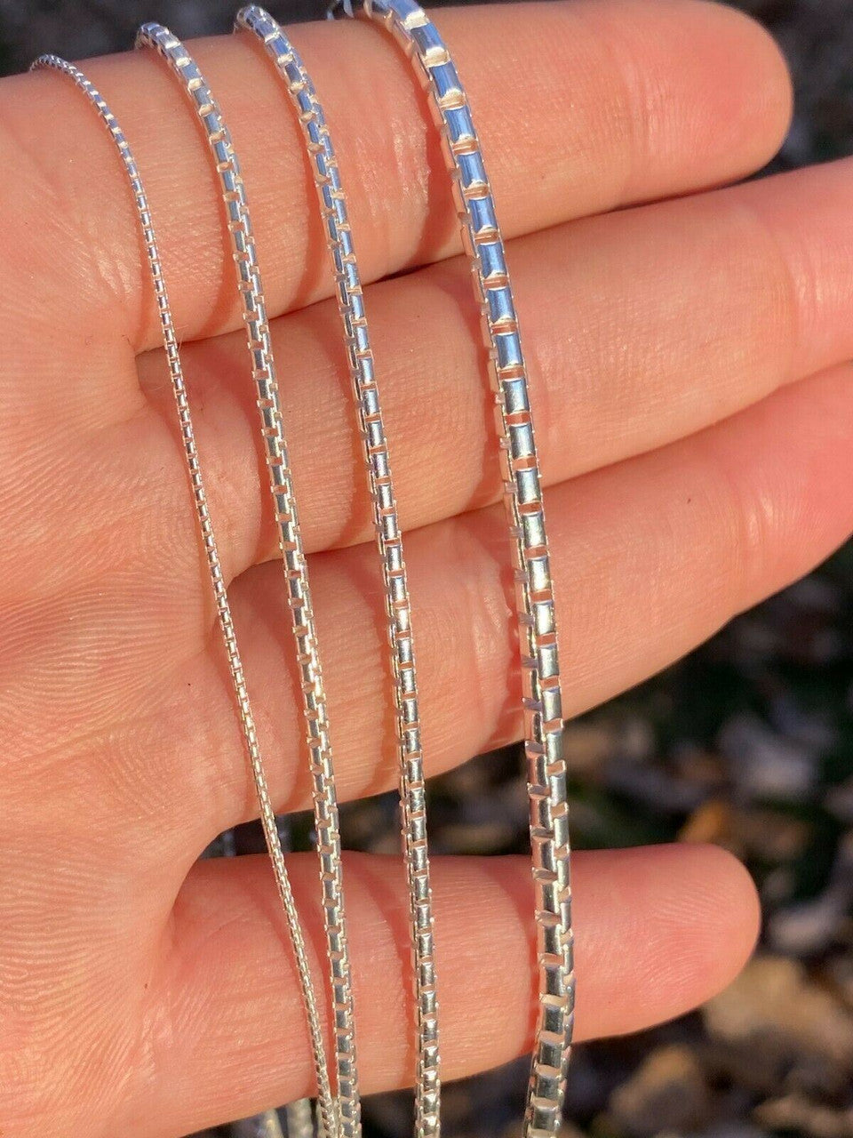 Italiano Silver, Inc Real Solid 925 Sterling Silver Rounded Box Chain 1-3mm Necklace Men Ladies Snake